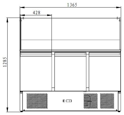 Saladette réfrigérée - 3 portes + Vitres Bombées - 1365 x 700 x 1330 mm - Skyrainbow - THS903CG