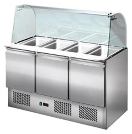 Saladette réfrigérée - 3 portes + Vitres Bombées - 1365 x 700 x 1330 mm - Skyrainbow - THS903CG Saladette réfrigérée - 3 portes + Vitres Bombées - 1365 x 700 x 1330 mm - Skyrainbow - THS903CG