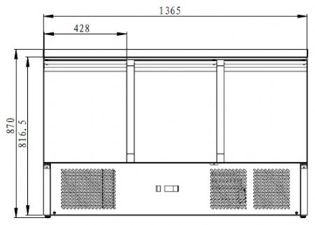 Table desserte réfrigérée 3 portes 1365 x 700 x 870 mm - Skyrainbow - THS903SSTOP