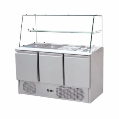 Saladette rfrigre 3 portes avec vitre droite 4xGN1/1 - 260L