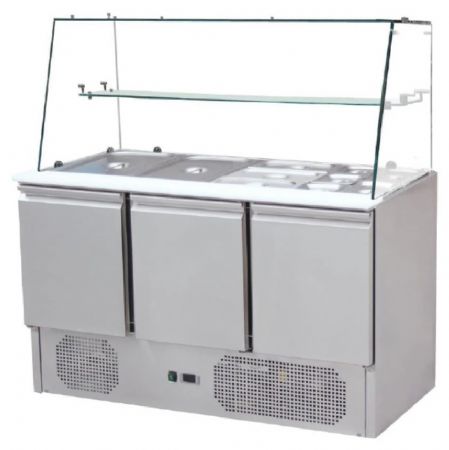 Saladette réfrigérée - 3 portes + Vitres doit - 1365 x 700 x 1330 mm - Skyrainbow - THS903VG Saladette réfrigérée - 3 portes + Vitres doit - 1365 x 700 x 1330 mm - Skyrainbow - THS903VG