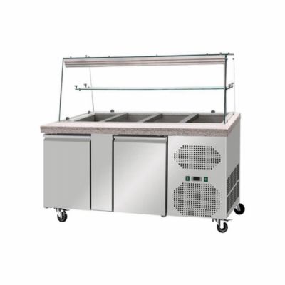 Saladette rfrigre positive 4xGN1/1 avec vitre droite 2 portes - 502L