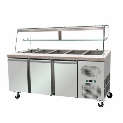 Saladette rfrigre positive 5xGN1/1 avec vitre droite 3 portes - 612L