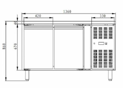 Table de travail rfrigre ngative 2 portes -18 / -22c - 282L