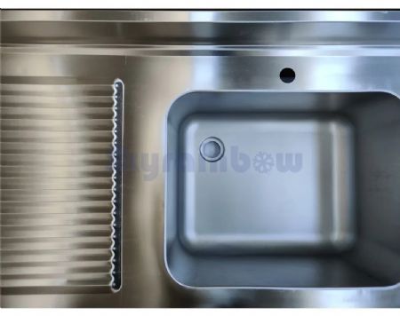 Plonge Inox - 1 Bac - égouttoir à gauche, 1000 x 700 x 850 mm - Skyrainbow - THSTR107BR1