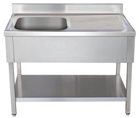 Plonge Inox - 1 Bac - égouttoir à droite, 1200 x 600 x850 mm - Skyrainbow - THSTR126BL1