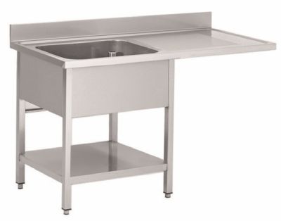 Plonge inox 1 bac avec passage lave vaisselle  droite - 1200x600x850+100mm