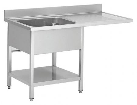 Plonge Inox - passage lave vaisselle - 1 Bac - égouttoir à droite, 1200 x 600 x 850 mm - Skyrainbow - THSTR126SBL1