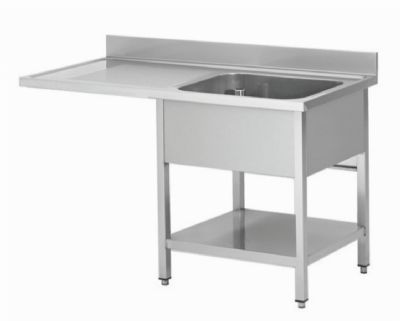 Plonge inox 1 bac avec passage lave vaisselle  gauche - 1400x600x850+100mm