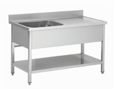 Plonge inox avec 1 bac  gauche - 1400x700x850+100mm