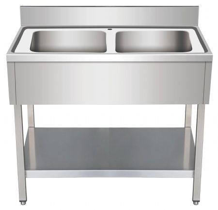 Plonge Inox - 2 Bacs sans égoutttoir, 1400 x 700 x850 mm - Skyrainbow - THSTR147BM2