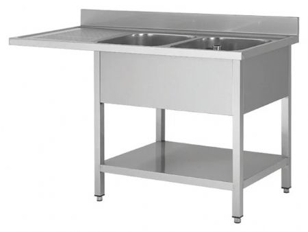 Plonge Inox 1 - lave vaisselle - 2 Baces - égouttoir à gauche, 1600 x 600 x850 mm - Skyrainbow - THSTR166SBR2 Plonge Inox 1 - lave vaisselle - 2 Baces - égouttoir à gauche, 1600 x 600 x850 mm - Skyrainbow - THSTR166SBR2