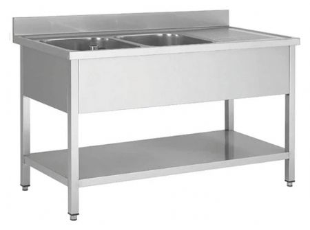 Plonge Inox - 2 Bacs - égouttoir à droite, 1800 x 700 x850 mm - Skyrainbow - THSTR187BL2 Plonge Inox - 2 Bacs - égouttoir à droite, 1800 x 700 x850 mm - Skyrainbow - THSTR187BL2