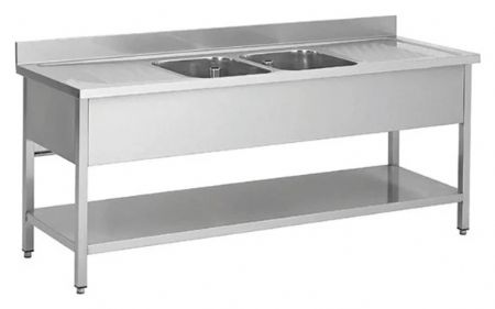 Plonge Inox - 2 Bacs - 2 égouttoirs, 2000 x 700 x850 mm - Skyrainbow - THSTR207BM2 Plonge Inox - 2 Bacs - 2 égouttoirs, 2000 x 700 x850 mm - Skyrainbow - THSTR207BM2