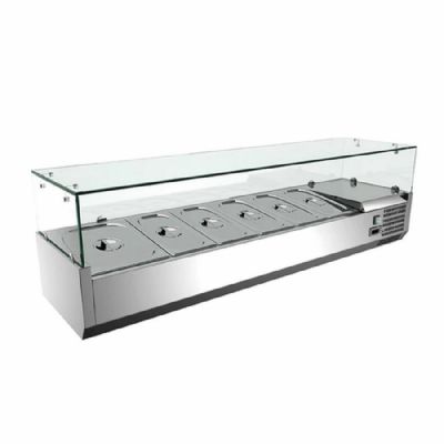 Saladette rfrigre  poser avec vitre droite au dessus 6xGN1/3