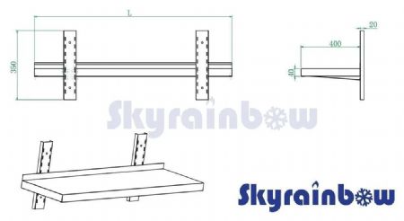 Étagère murale Inox - 1 niveau,2000x400 x 350 mm - Skyrainbow - THWBS1R204
