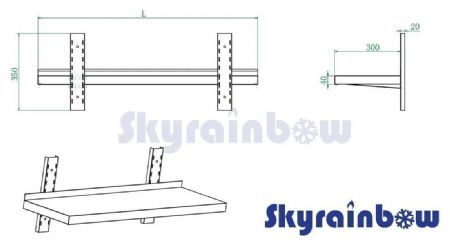 Étagère murale Inox - 1 niveau,2000x400 x 350 mm - Skyrainbow - THWBS1R204