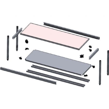 Table de travail murale  avec tablette infrieure - 1000 x 700 x 880/900(+100)mm