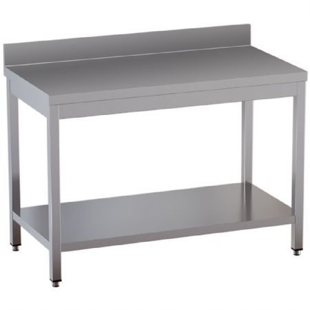 Table de Travail Inox avec sous tablette et dosseret arrière 2000x700x850/880(+100) mm - Diamond - TL2071D-ST4