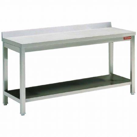 Table de travail avec sous tablette + bord arrire  - 2400 x 700 x 880/900(+100)mm
