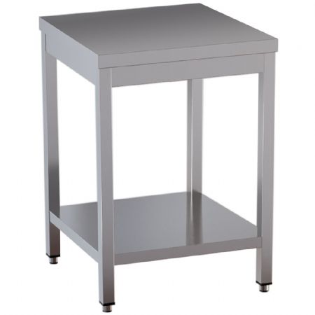 Table de travail inox avec étagère basse en acier 600x600x850