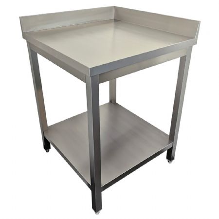Table de Travail Inox 90° avec dosseret et étagère 700x700x880/900(+100) mm - Diamond - TL771/C-D