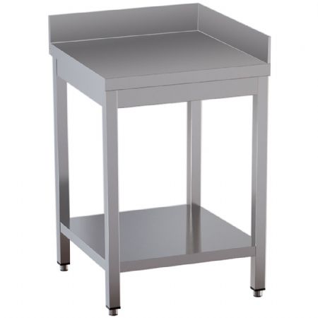 Table de Travail Inox 700x700x850/880(+100) mm avec sous tablette et 2 dosserets arrières - Diamond - TL771CD-ST9