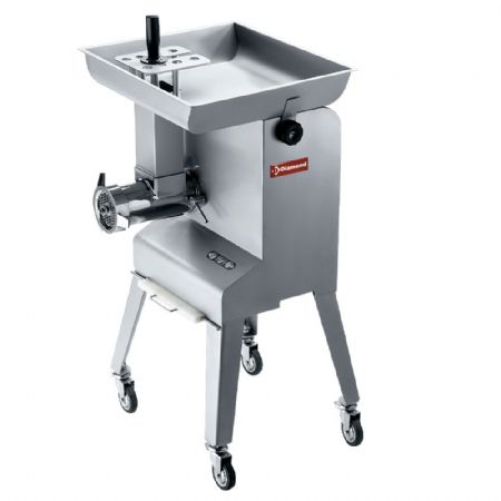 Hachoir à viande en inox N° 32, Ø 6 mm, 600 kg/h, piètement sur roues - Diamond - TMGD-32/CA
