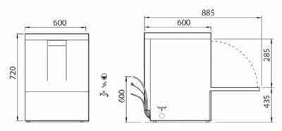 Lave verres et lave vaisselle frontal avec pompe de relevage et doseur de d�tergent