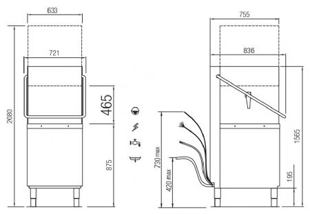 Lave-vaisselle professionnel - 22 litres - Panier 500 x 500 mm - TOPTECH - Colged - TOP820AT