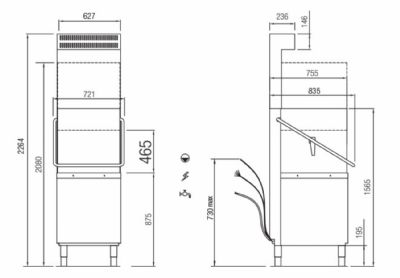Lave-vaisselle � capot avec adoucisseur int�gr� continu panier 500x500 mm