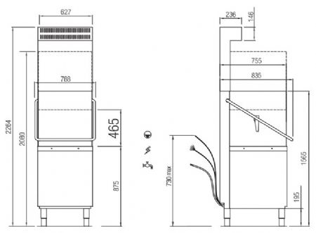 Lave-Vaisselle à Capot 30 litres avec panier 600 x 500 mm TOPTECH - Colged - TOP823LR