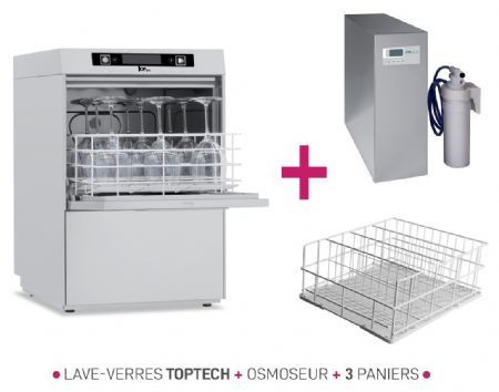 Lave-Verres professionnel PACK TOUT EN 1 - Lave-verres 400 X 400 avec osmoseur - Colged - TOPTECH420