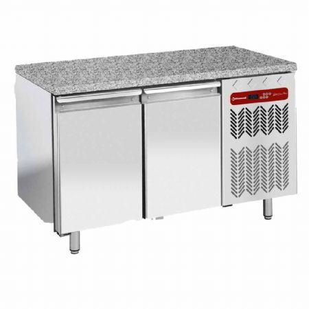 Table négative ventilée 2 portes pleines EN 600x400 avec top en granit - Diamond - TP2B/HG-R2