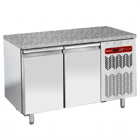 Table frigorifique professionnelle positive avec granit 2 portes ventilée - Diamond - TP2N/HG-R2