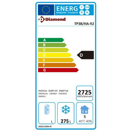 Table négative murale ventilée 3 portes pleines 550 L - Diamond - TP3B/HA-R2