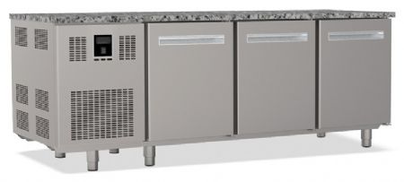 Tour réfrigéré professionnel positif 3 portes avec granit plage +2/+8 °C capacité 9 grilles - Nosem - TP3PDG