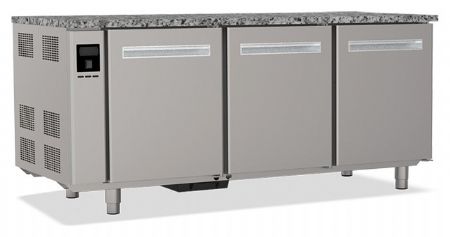 Tour réfrigéré positif 3 portes avec dessus granit plage +2/+8 °C capacité 9 grilles - Nosem - TP3PSGDG