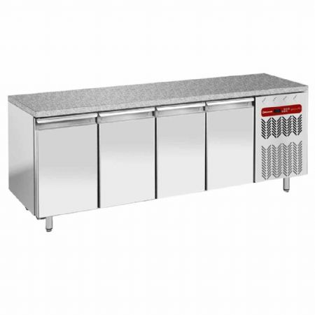 Table négative ventilée 4 portes pleines EN 600x400 mm avec top en granit - Diamond - TP4B/HG-R2