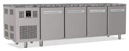 Tour réfrigéré professionnel positif 4 portes avec granit plage +2/+8 °C 9 grilles par porte - Nosem - TP4PDG