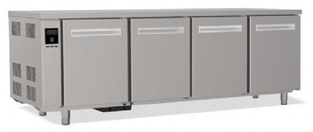 Tour réfrigéré professionnel positif 4 portes sans granit plage +2/+8 °C pour 9 plaques par porte - Nosem - TP4PSGC