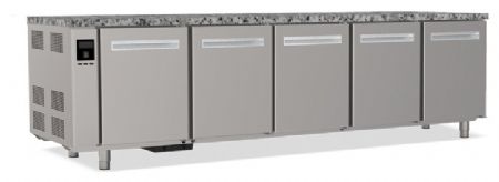 Tour réfrigéré positif 5 portes avec granit plage +2/+8 °C 9 grilles 600 x 400 mm par porte - Nosem - TP5PSGDG