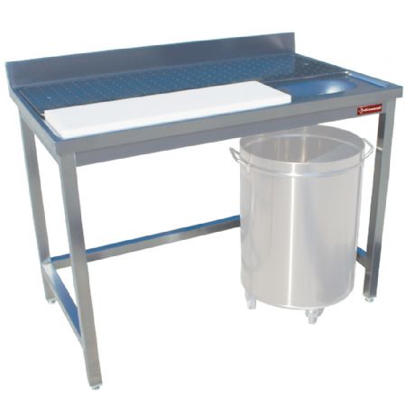 Table prparation viandes/poissons  murale - 1800 x 700 x 880/900(+100)mm