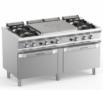 Cuisinire coup de feu gaz sur 2 fours  gaz 4 feux vifs - Profondeur 700mm