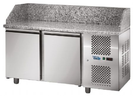 Meuble à pizzas professionnel dessus granit 2 portes 6 tiroirs positif - Sofraca - TPZ2