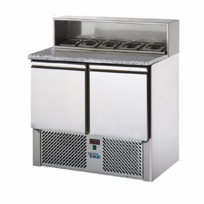 Meuble  pizza tropicalis +4/ +10C petit modle avec dessus en granit et saladette 2 portes GN1/1 - 272L