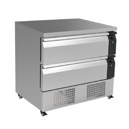 Soubassement positive +1 /+4°C et négative -18 / -21°C avec 2 tiroirs 4 bacs GN 1/1 - largeur 900mm