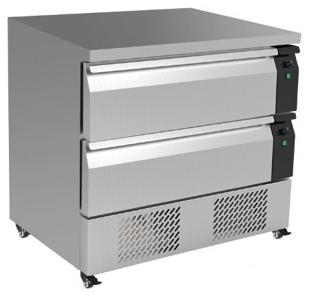 Soubassement réfrigéré négatif 2 tiroirs 905x700x830 mm positif et négatif - Furnotel - TR2PN9