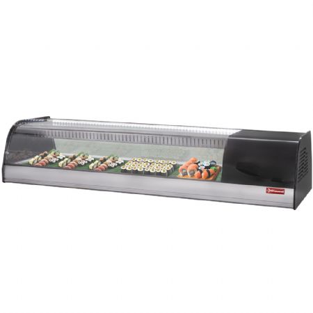 Vitrine réfrigérée pour sushi, double fond perforé inclus, longueur 1380 mm - Diamond Promo - TR6-SH/R6