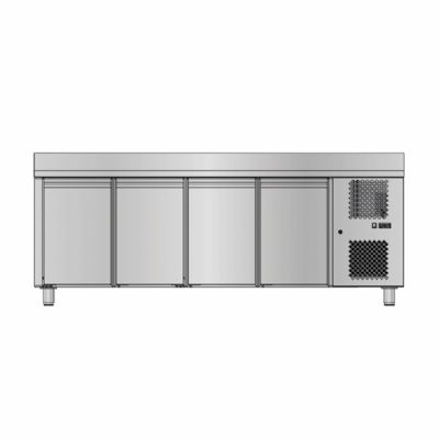Table de travail rfrigre tropicalise positive avec dosseret 4 portes GN1/1